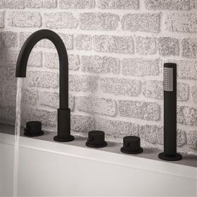 Eastbrook Meriden 5 Tap Hole Bath Shower Mixer Tap Matt Black