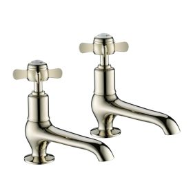 Just Taps Grosvenor Pinch Long Nose Basin Taps-Nickel
