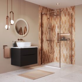 Crosswater Asura 8mm Hinged Door(1000mm) with 900mm Side Panel and Hammered Handle-Brushed Bronze