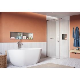 Crosswater Asura 8mm Hinged Door (width 900mm) with Side Panel 900mm and Hammered Handle-Polished Stainless Steel