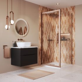 Crosswater Asura 8mm Infold Door(900mm) with 800mm Side Panel and Hammered Handle-Brushed Bronze