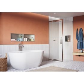 Crosswater Asura 8mm Infold Door (width 900mm) with Side Panel 900mm and Hammered Handle-Polished Stainless Steel