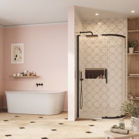 Crosswater Asura 8mm Quadrant Offset Single Door (1200 x 900mm) and Hammered Handle-Matt Black