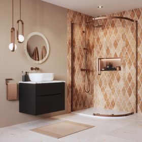 Crosswater Asura 8mm Quadrant Offset Single Door(1200 x 900mm)  And Hammered Handle-Brushed Bronze