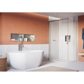 Crosswater Asura 8mm Sliding Door (width 1700mm) with Side Panel 800mm and Hammered Handle-Polished Stainless Steel
