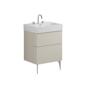 Crosswater Avenue 600mm Two Drawer Vanity with 1TH Ceramic Basin-Warm Stone