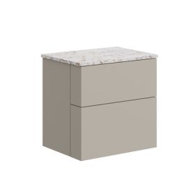 Crosswater Avenue 600 Two drawer Wall Hung Vanity Warm Stone with Gold Vein Worktop