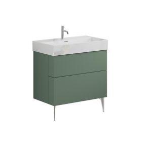 Crosswater Avenue 800mm Two Drawer Vanity with 1TH Ceramic Basin-Sage Green