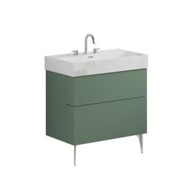 Crosswater Avenue 800mm Two Drawer Vanity with 3TH Ceramic Basin-Sage Green