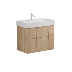 Crosswater Avenue 800mm Two Drawer Vanity with 1TH Ceramic Basin-Windsor Oak