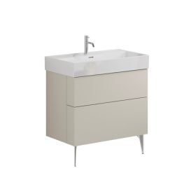 Crosswater Avenue 800mm Two Drawer Vanity with 1TH Ceramic Basin-Warm Stone