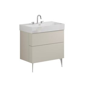 Crosswater Avenue 800mm Two Drawer Vanity with 3TH Ceramic Basin-Warm Stone