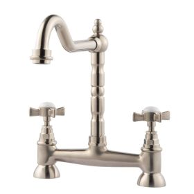 Clearwater Baroc Bridge Kitchen mixer Tap Brushed Nickel