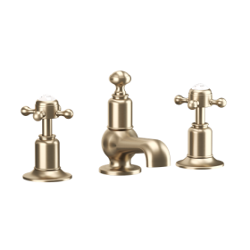 Crosswater Belgravia Crosshead Basin 3 Hole Set Deck Mounted-Brushed Brass