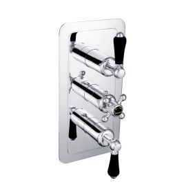 Just Taps Grosvenor Black  Lever Thermostatic Concealed 3 Outlet Shower Valve, Vertical
