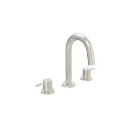 Saneux COS 3 piece deck mounted basin mixer - Brushed Nickel