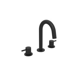 Saneux COS 3 piece deck mounted basin mixer - Matt Black