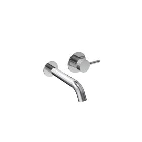 Saneux COS wall mounted 2 plate basin mixer with knurled handle - Chrome