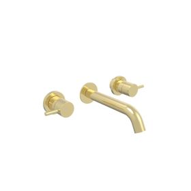 Saneux COS 3 piece wall mounted basin mixer - Brushed Brass