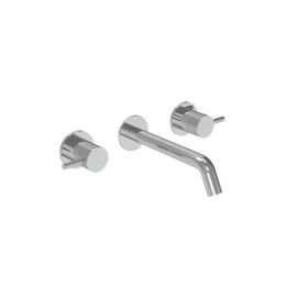 Saneux COS 3 Tap Hole Wall mounted KIT - w/ Classic spout (170mm) w/ Fluted handle - Chrome