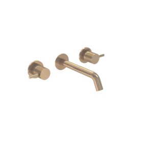 Saneux COS 3 Tap Hole Wall mounted KIT - w/ Classic spout (170mm) w/ Fluted handle - Brushed Bronze (PVD)