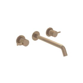 Saneux  COS 3 Tap Hole Wall mounted KIT - w/ Long spout (220mm) w/ Fluted handle - Brushed Bronze (PVD)