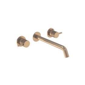 Saneux  COS 3 Tap Hole Wall mounted KIT - w/ Long spout (220mm) w/ Knurled handle - Brushed Bronze (PVD)