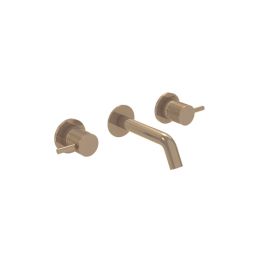 Saneux COS 3 Tap Hole Wall mounted KIT - w/ Short spout (130mm) w/ Fluted handle - Brushed Bronze (PVD)