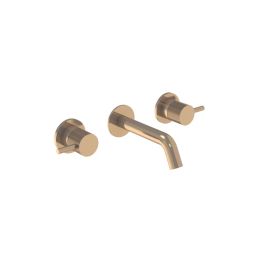 Saneux COS 3 Tap Hole Wall mounted KIT - w/ Short spout (130mm) w/ Knurled handle - Brushed Bronze (PVD)