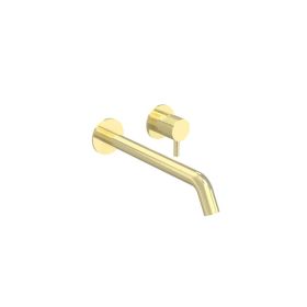 Saneux COS 2 Plate Wall mounted KIT - w/ Long spout (220mm) w/ Fluted handle - Brushed Brass (PVD)