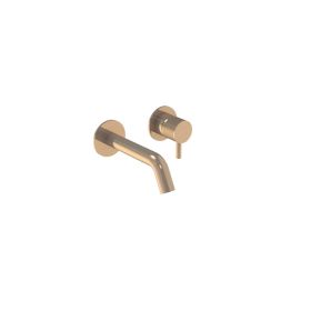 Saneux COS 2 Plate Wall mounted KIT - w/ Short spout (130mm) w/ Fluted handle - Brushed Bronze (PVD)