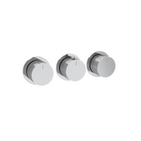 Saneux COS 3 Way Thermostatic Shower Ring Valve Kit - w/ Fluted Handle - Landscape - Chrome