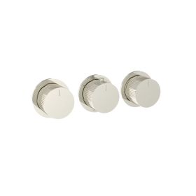 Saneux COS 3 Way Thermostatic Shower Ring Valve Kit - w/ Fluted Handle - Landscape - Brushed Nickel