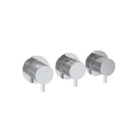 Saneux COS 3 Way Thermostatic Shower Ring Valve Kit - w/ Knurled Handle - Landscape - Chrome