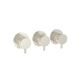 Saneux COS 3 Way Thermostatic Shower Ring Valve Kit - w/ Knurled Handle - Landscape - Brushed Nickel