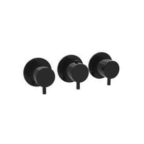 Saneux COS 3 Way Thermostatic Shower Ring Valve Kit - w/ Classic Handle - Landscape - Satin Black