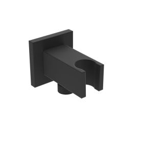 Saneux TOOGA square shower outlet elbow & holder - Matt Black