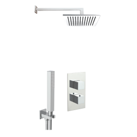 Just Taps Square Thermostat with Overhead Shower and Fixed Shower Handle