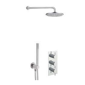 Just Taps Round Thermostat with Overhead Shower and Fixed Shower Handle