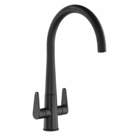 Abode Coniq R Twin Lever Monobloc Kitchen mixer Tap Matt Black