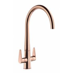 Abode Coniq R Twin Lever Monobloc Kitchen mixer Tap Polished Copper