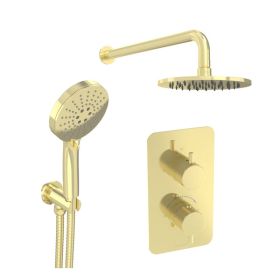 Saneux COS 2 way shower kit - w/ 3 Function Handset and Shower Head - Brushed Brass