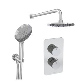 Saneux COS 2 way shower kit - w/ 3 Function Handset and Shower Head - Fluted - Chrome