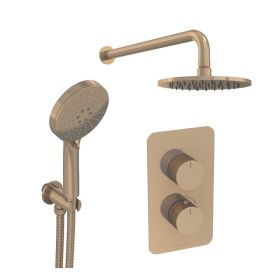 Saneux COS 2 way shower kit - w/ 3 Function Handset and Shower Head - Fluted - Brushed Bronze