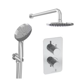 Saneux COS 2 way shower kit - w/ 3 Function Handset and Shower Head - Knurled - Chrome