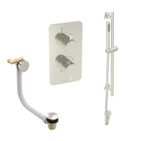 Saneux COS 2 way shower kit - w/ Slim Handset and Slider Rail and Bath filler - Brushed Nickel