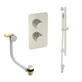 Saneux COS 2 way shower kit - w/ Slim Handset and Slider Rail and Bath filler - Fluted - Brushed Nickel