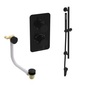 Saneux  COS 2 way shower kit - w/ Slim Handset and Slider Rail and Bath filler - Knurled - Satin Black