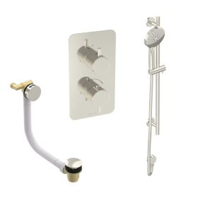 Saneux COS 2 way shower kit - w/ 3 Function Handset and Slider Rail and Bath filler - Brushed Nickel