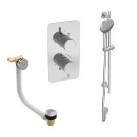 Saneux COS 2 way shower kit - w/ 3 Function Handset and Slider Rail and Bath filler - Chrome